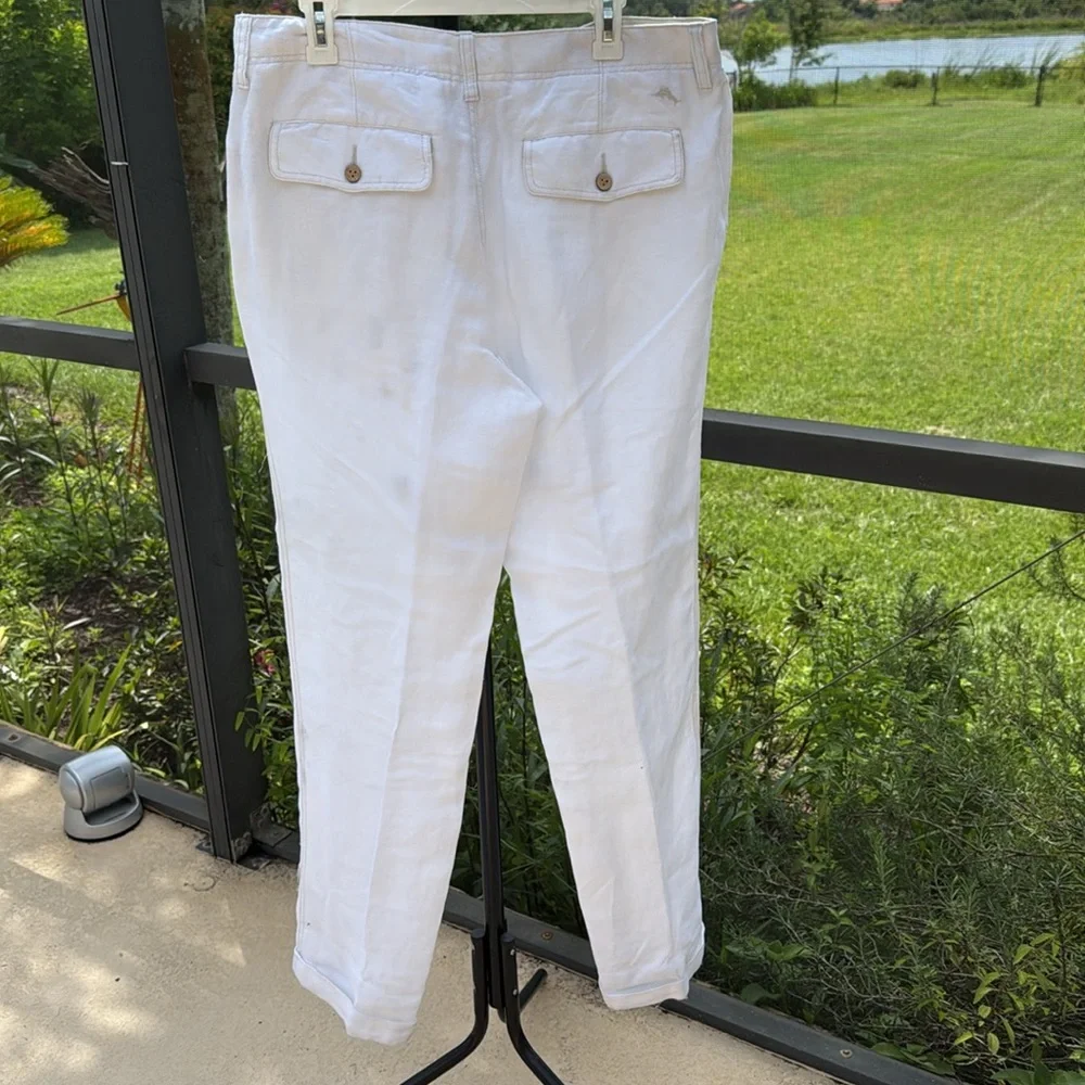 Tommy Bahama White/Off White linen Blend Summer Pants  34x34” nwot